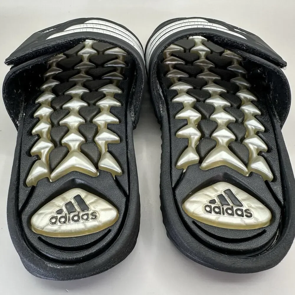 VTG 2000 Adidas Cushion Gel Air Slides Y2k Mens Size 7 US Black Silver